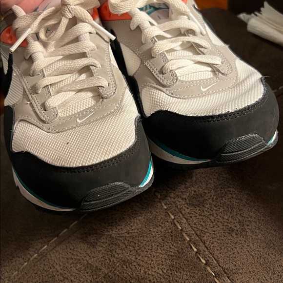 Nike Air Max White and Black with Teal and Orange Accents - Picture 7 of 8
